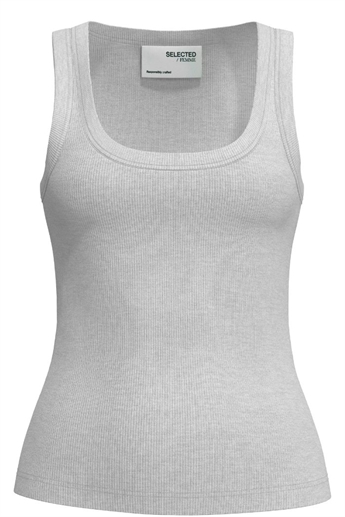 Anna, u-neck tank top, Light grey melange
